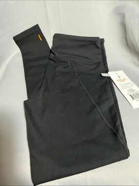 Lucy Black Leggings with Small Orange Tab